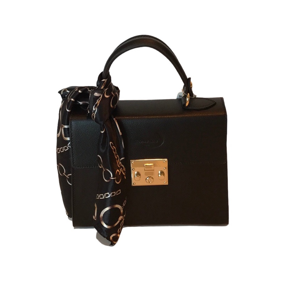 Genuine Italian Leather Black Satchel by Monnaluna of Florence